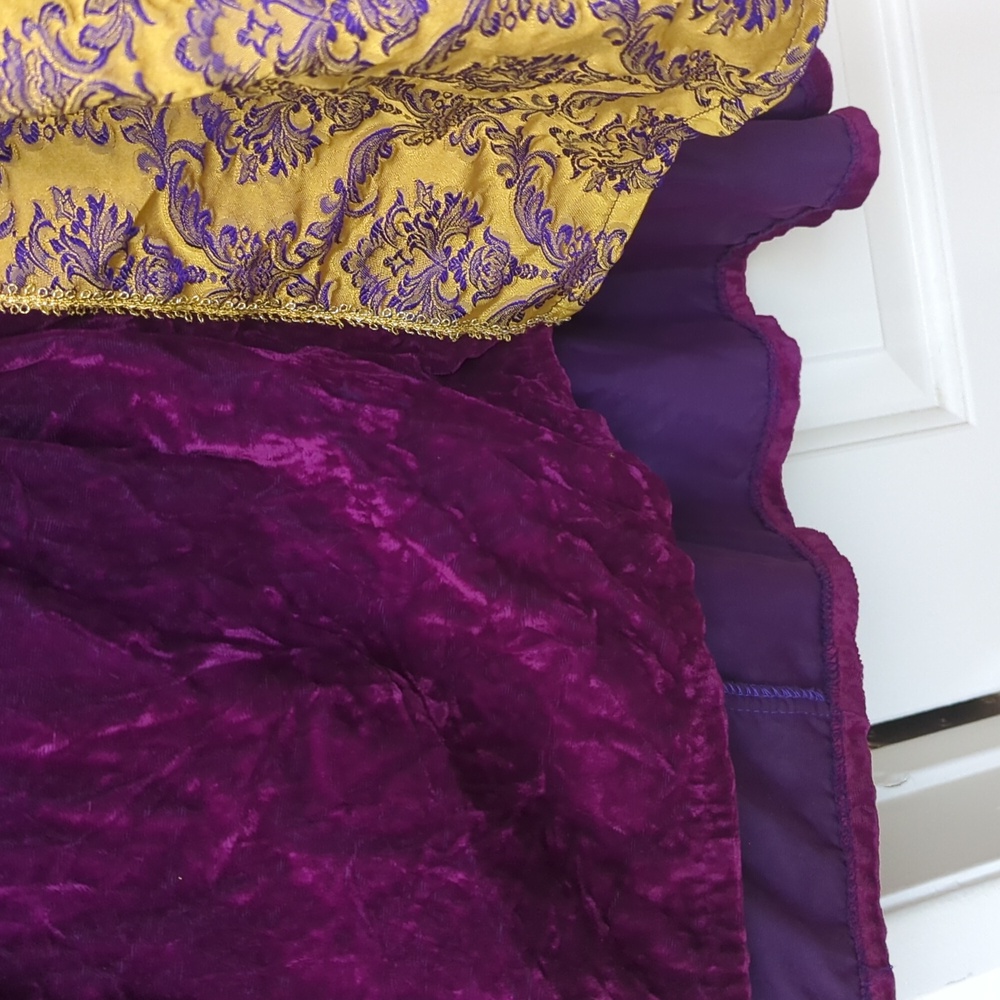 1990s Vintage Jeannie Nitro Purple and Gold Women's Dress - Picture 4 of 14